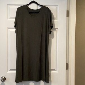 Amazon Essentials Crew Neck Swing Dress Olive Green